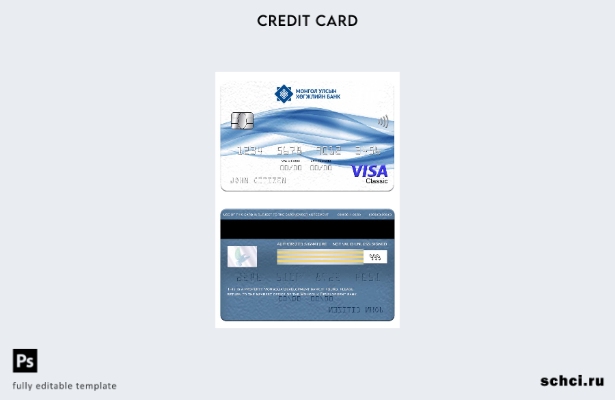 цифровая загрузка, классический шаблон карты Visa банка развития Монголии